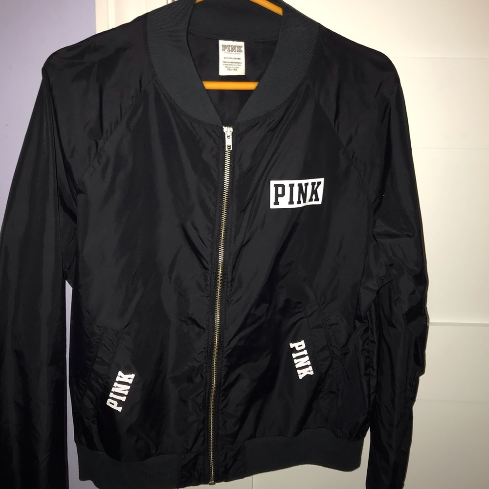PINK Black Windbreaker